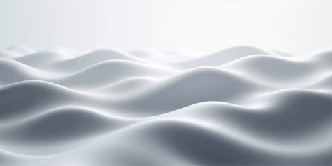 Wavy white satin and silk fabric texture with a smooth, flowing wave pattern for a luxury soft textile design backdrop