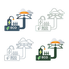 Eco Power Factory with Solar Panels and Cloud Energy