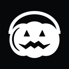 Pumpkin candy bucket Halloween vector icon