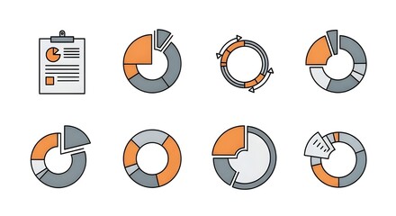 Colorful animated pie chart showing percentage distribution for market share and data visualization in modern business analysis presentations.