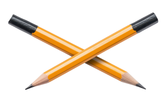 Two sharpened pencils cross each other on a white background, creating a striking visual for creativity and learning