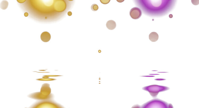 Golden and purple light flares with bokeh glow on a dark background, smooth reflections, luxury abstract aesthetic, cinematic optical lens reflections, artistic photography clean PNG