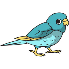 Simple Blue Bird Pixel Art With Yellow Accents And A Transparent Background