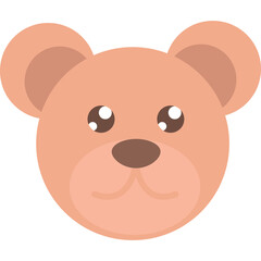Simple Cartoon Bear Face With Cute Eyes And Pinkish Brown Fur Isolated On Transparent Background