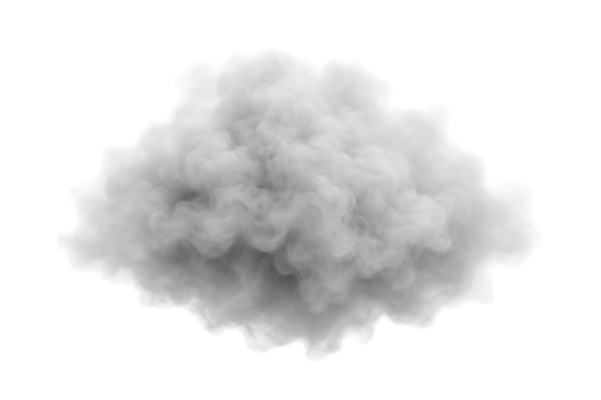 Realistic White Smoke Cloud With Wispy Edges Isolated On Transparent Background