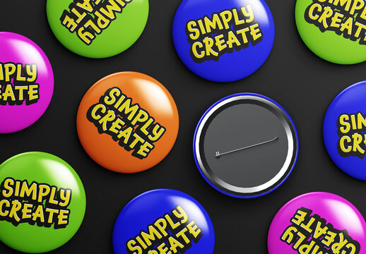 Scattered Pin Button Badge Mockup Flatlay
