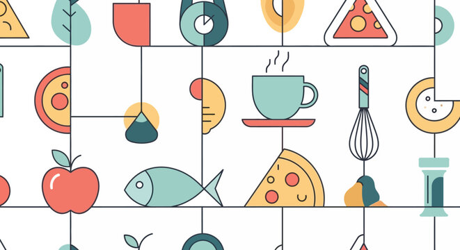 A modern food pattern background ideal for restaurants, food blogs, and websites. Use this vibrant design to elevate your culinary projects with a touch of freshness and creativity.