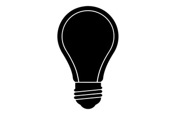 Obraz premium A simple black silhouette of a modern light bulb with a screw base on a white background representing ideas and innovation silhouette