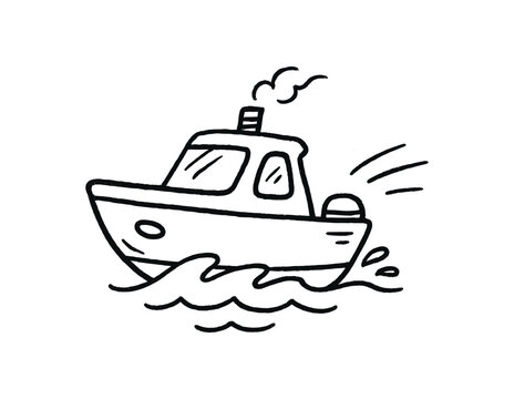 handdrawn cute doodle style swift launch boat vector line illustration