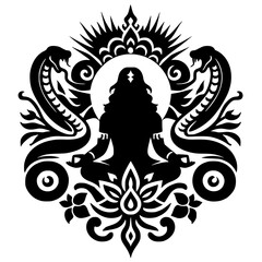 Silhouette of the king of the serpent in meditation