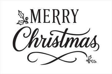 A festive and elegant calligraphy design featuring the words merry christmas