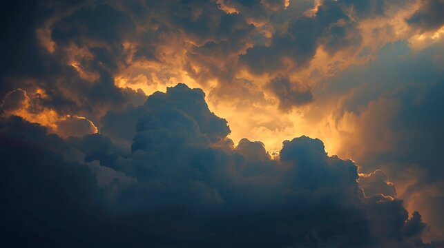 Storm clouds at golden sunset