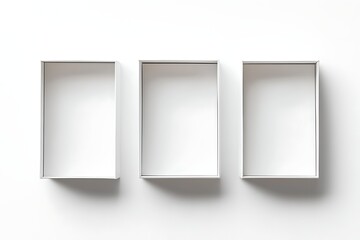 Illustration of three empty boxes isolated on white background