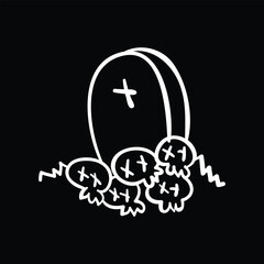 Halloween grave with skulls vector illustration