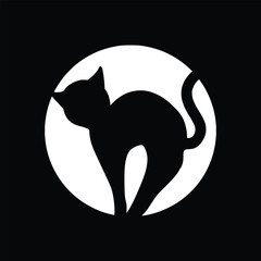 Black cat silhouette Halloween vector illustration