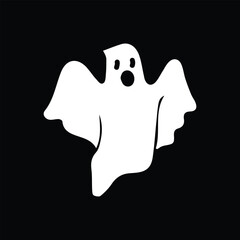 Flying ghost silhouette Halloween vector illustration