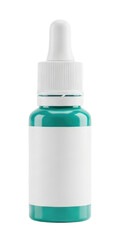 Blank Labeled Teal Blue Dropper Bottle Mockup Isolated PNG Cutout Transparent