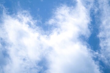Beautiful Blue Sky with Fluffy White Clouds on a Sunny Day.