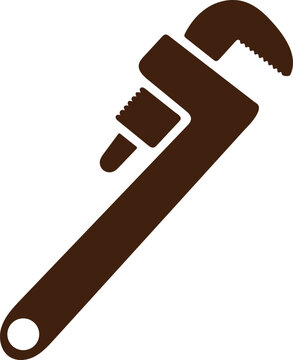 plumber wrench silhouette vector icon, adjustable pipe wrench design illustration, plumbing repair tool outline vector