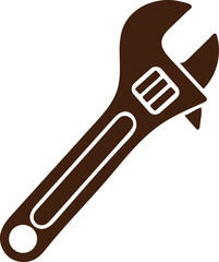 adjustable wrench silhouette vector icon, mechanic tool black outline design, workshop wrench illustration on white