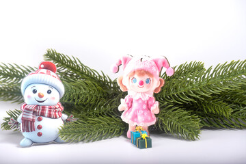 Christmas landscape with gifts and snow. Merry christmas and happy new year . Christmas celebration holiday background