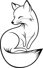 Elegant Fox Line Art Vector Illustration