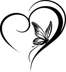 SILUET LOVE AND BUTTERFLY