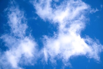 Bright Blue Sky with Fluffy White Clouds on a Sunny Day.