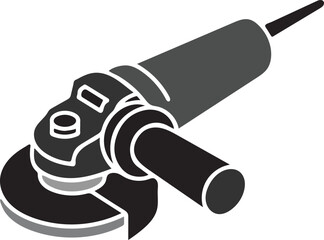 angle grinder silhouette vector design, power tool black icon illustration, workshop grinding machine outline