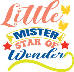 Little mister star of wonder with butterflies and stars