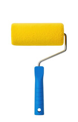 Yellow Paint Roller with Blue Handle Isolated PNG Cutout Transparent Background