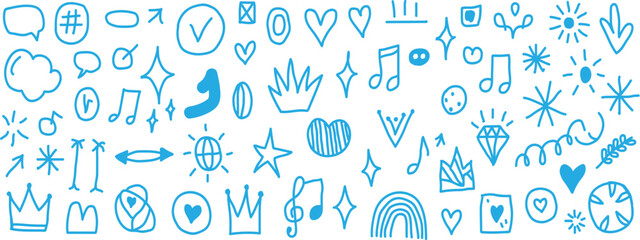 seamless hand drawn pattern with blue and white letters