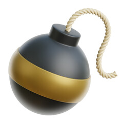 Explosive 3D bomb with fuse ready to ignite