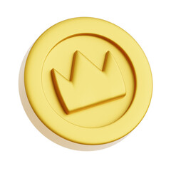 Gold coin with crown symbol for success and reward