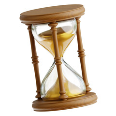 Elegant hourglass with flowing golden sand, time passing