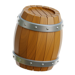 Wooden barrel with metal bands, classic storage container