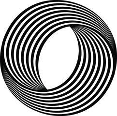 Fototapeta premium Abstract optical illusion with black and white lines creating a circular vortex design effect