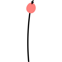 Simple Coral Pink Balloon With Black String On A Transparent Background Minimalist Celebration Element