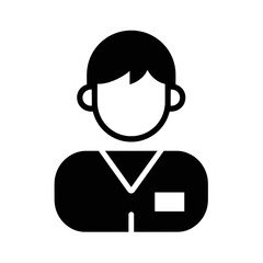 Fototapeta premium a simple black and white avatar icon representing a person with a shirt and badge for user profiles
