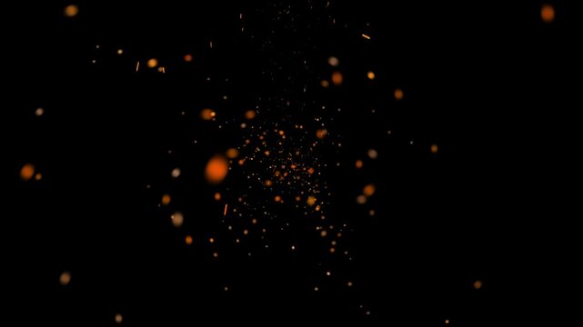 An impressive and numerous quantity of bright particles colliding with the front