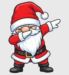 Dabbing Gnome Cartoon Vector. Funny Father Christmas Character Doing the Dab Pose for Modern Holiday and Xmas Design.