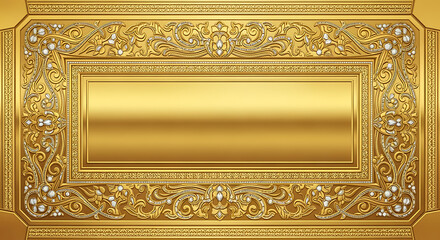 Ornate Golden Frame with Floral Carvings and Gemstones