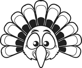 Cartoon turkey face emblem festive thanksgiving autumn bird graphic isolated on transparent background