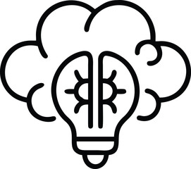 AI Innovation Lightbulb Cloud Line Art Icon