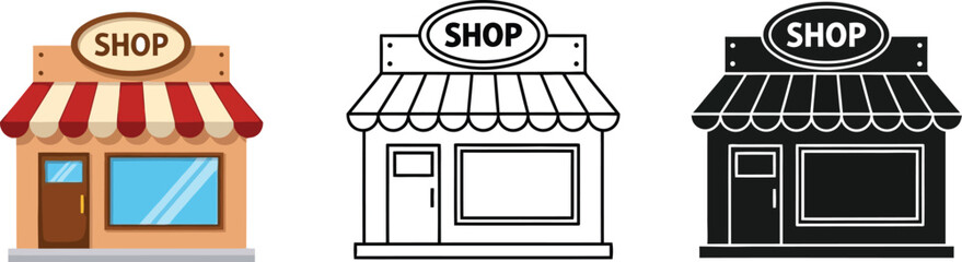 Shop front vector illustration retail store building facade