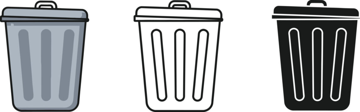 Trash can icons vector illustration waste bin graphic design