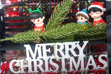 Christmas landscape with gifts and snow. Merry christmas and happy new year . Christmas celebration holiday background