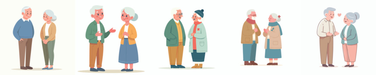 vector of grandparent talking and tolerating each other