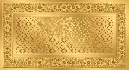Golden Floral Border with Star Pattern for Decorative Design