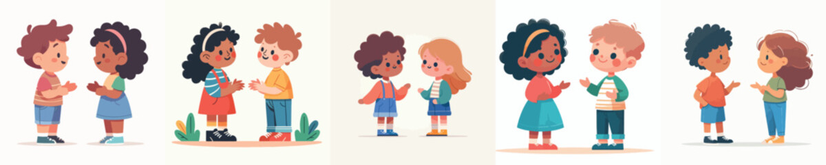 vector of two children talking and tolerating each other